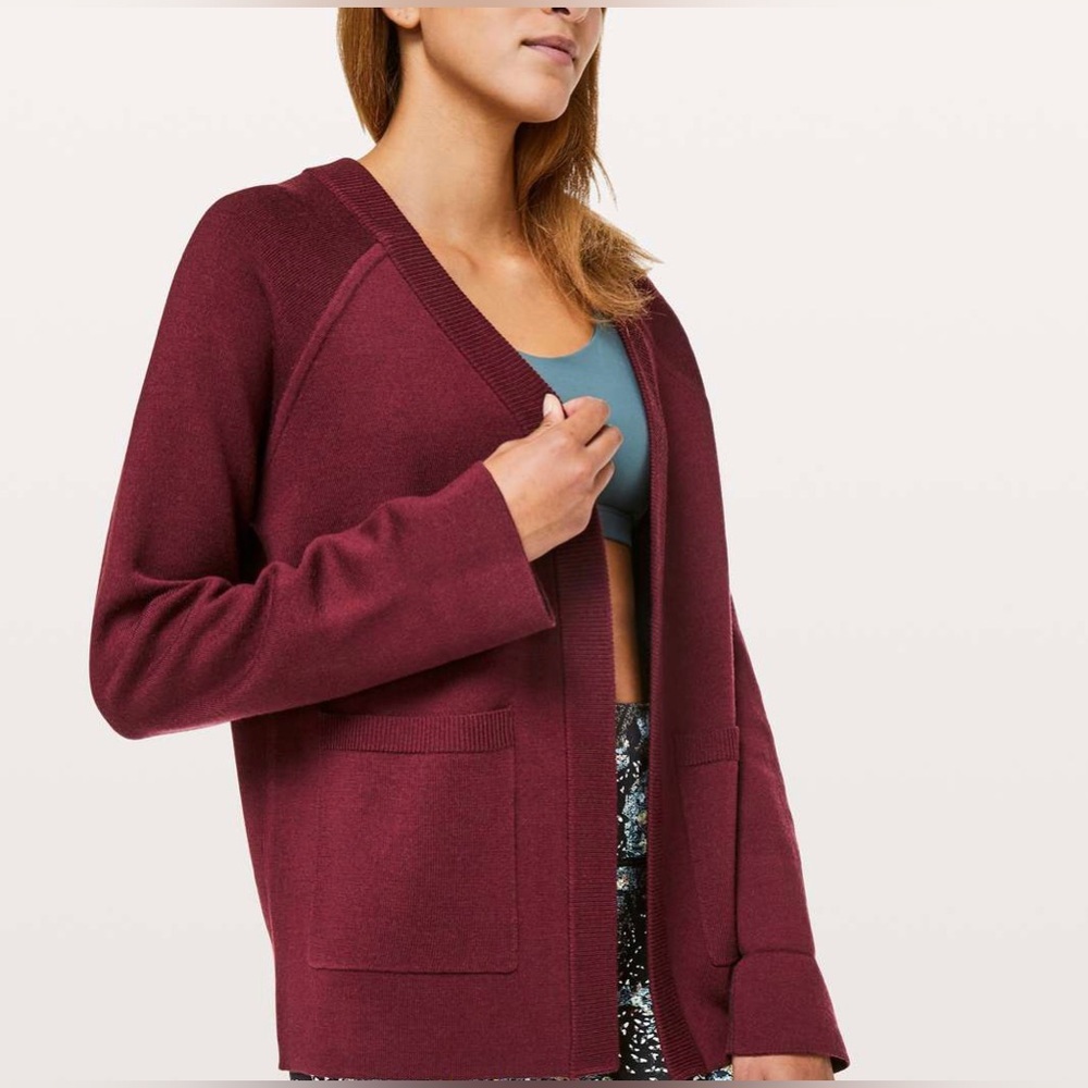 lululemon athletica Maroon Open-Front Sweater Cardigan
